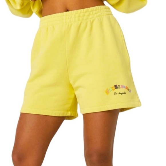 DAYDREAMER  Ransom Note Hi-Frequency Boyfriend Sweat Shorts in Citron 2X NWT - Picture 1 of 10